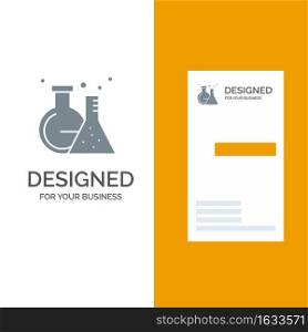 Flask, Lab, Tube, Test Grey Logo Design and Business Card Template