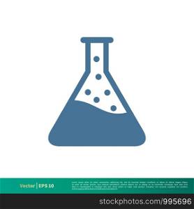 Flask Laboratory Glass Icon Vector Logo Template Illustration Design. Vector EPS 10.