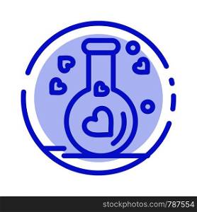 Flask, Love, Heart, Wedding Blue Dotted Line Line Icon