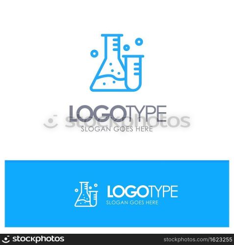 Flask, Tube, Lab, Science Blue outLine Logo with place for tagline