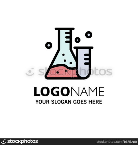 Flask, Tube, Lab, Science Business Logo Template. Flat Color