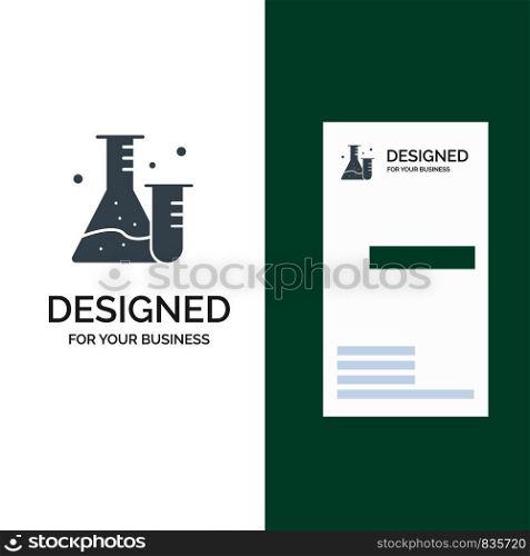 Flask, Tube, Lab, Science Grey Logo Design and Business Card Template