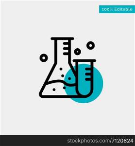 Flask, Tube, Lab, Science turquoise highlight circle point Vector icon