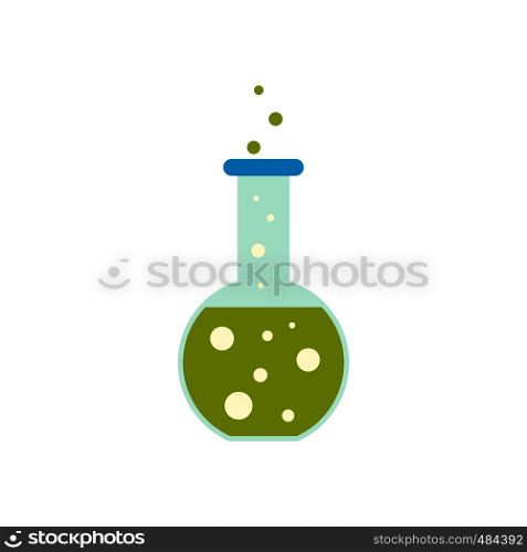 Flask with liquid flat icon isolated on white background. Flask with liquid flat icon