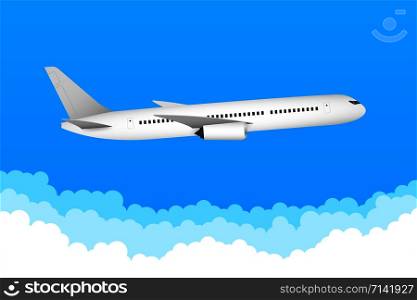Flat airplane illustration, view of a flying aircraft. Vector stock illustration. Flat airplane illustration, view of a flying aircraft. Vector stock illustration.