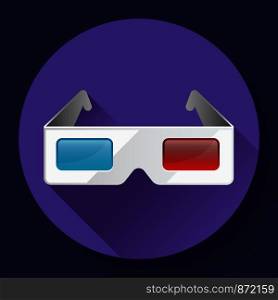 Flat anaglyph 3d glasses vector cinema icon. Flat anaglyph 3d glasses vector cinema icon. 3d glasses icon