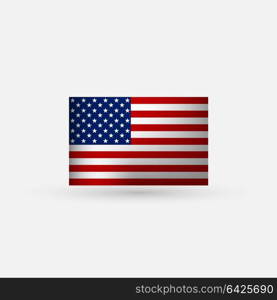 Flat and waving American Flag. Vector illustration