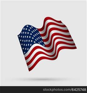 Flat and waving American Flag. Vector illustration