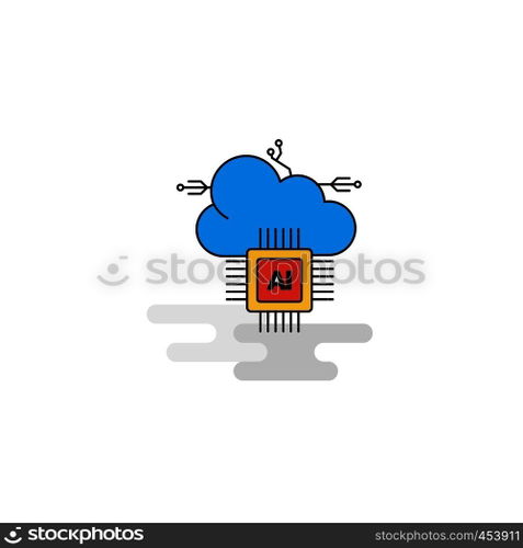 Flat Artificial intelligence on cloud Icon. Vector