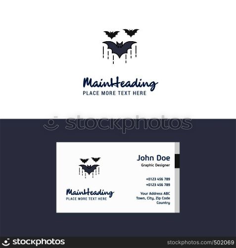 Flat Bat Logo and Visiting Card Template. Busienss Concept Logo Design