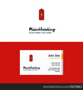 Flat Battery charging Logo and Visiting Card Template. Busienss Concept Logo Design