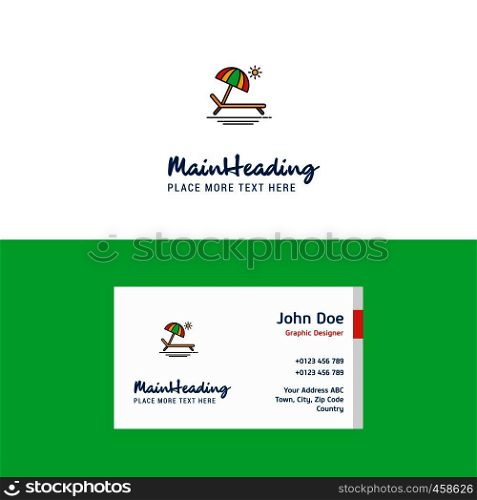 Flat Beach Logo and Visiting Card Template. Busienss Concept Logo Design