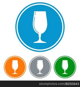 Flat beer glass icons set. Flat beer glass icons in colorful circles set. Vector illustration