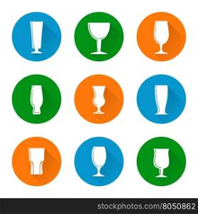 Flat beer glass icons set. Flat beer glass icons set vector isolated on white background