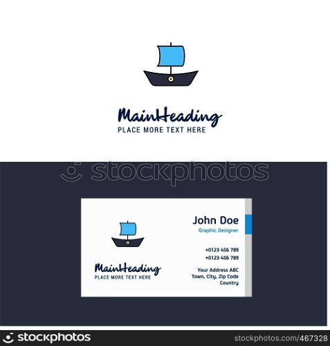 Flat Boat Logo and Visiting Card Template. Busienss Concept Logo Design