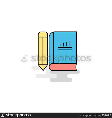 Flat Book and pencil Icon. Vector