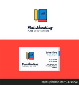Flat Book and pencil Logo and Visiting Card Template. Busienss Concept Logo Design