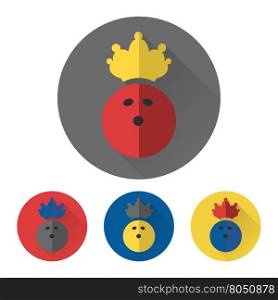 Flat bowling ball with crown. Flat bowling ball with crown. Bowling icons vector