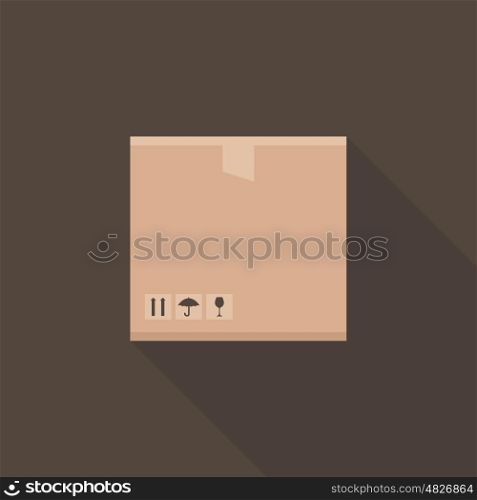 Flat box on a brown background. Vector illustration