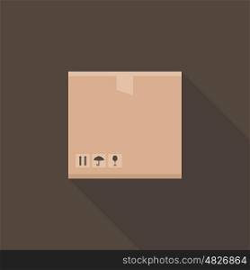 Flat box on a brown background. Vector illustration