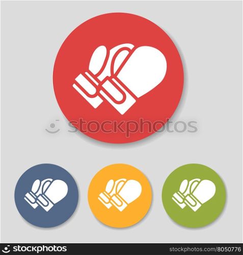 Flat boxing gloves icons. Flat boxing gloves icons set vector illustration