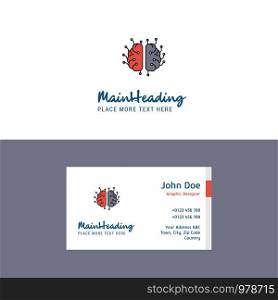 Flat Brain processor Logo and Visiting Card Template. Busienss Concept Logo Design