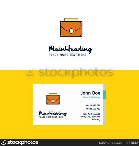 Flat Briefcase Logo and Visiting Card Template. Busienss Concept Logo Design