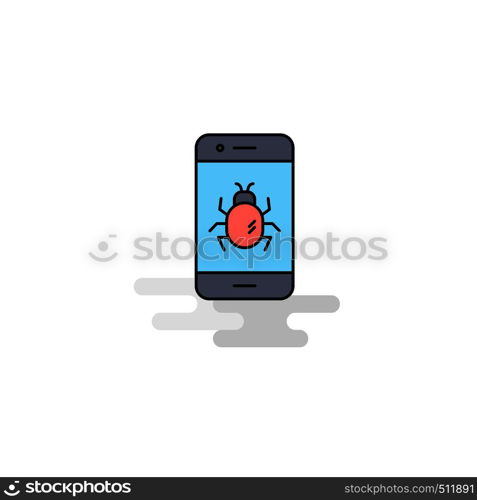 Flat Bug on a smartphone Icon. Vector