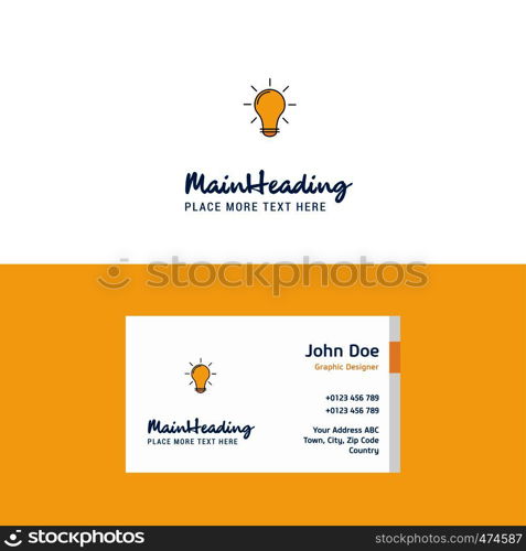 Flat Bulb Logo and Visiting Card Template. Busienss Concept Logo Design