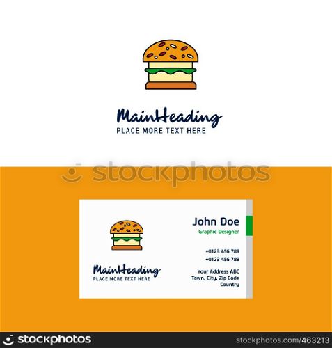 Flat Burger Logo and Visiting Card Template. Busienss Concept Logo Design