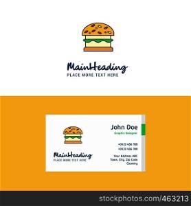 Flat Burger Logo and Visiting Card Template. Busienss Concept Logo Design