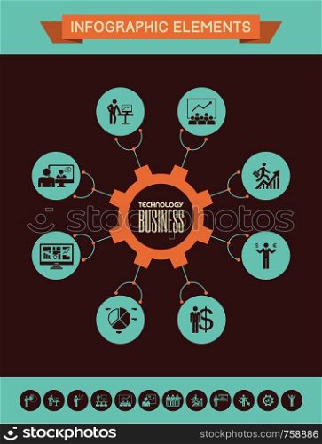 Flat Business Infographic Elements plus Icon Set. Vector.. Business Infographic Template.