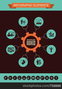 Flat Business Infographic Elements plus Icon Set. Vector.. Business Infographic Template.