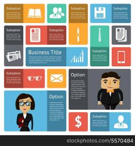 Flat business infographics design elements for web presentation report isolated vector illustration