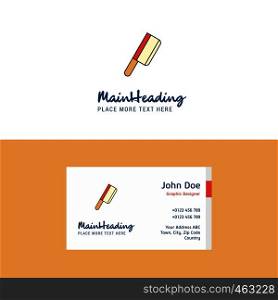 Flat Butcher knife Logo and Visiting Card Template. Busienss Concept Logo Design