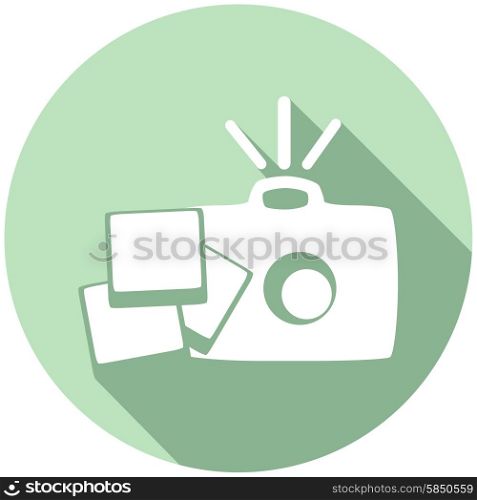 Flat camera icon with long shadow