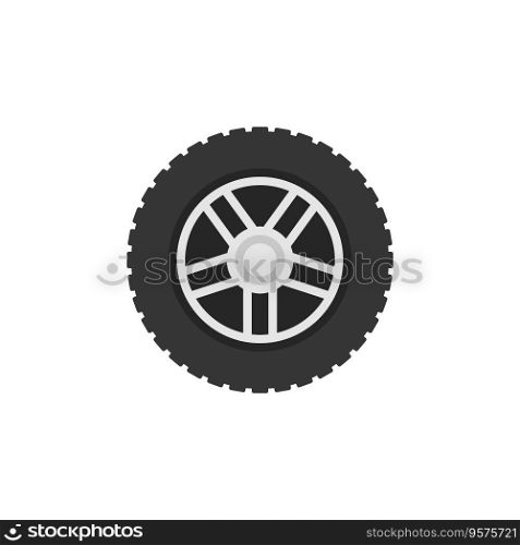 Flat car wheel icon - car service sign vector image