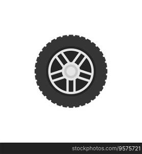 Flat car wheel icon - car service sign vector image