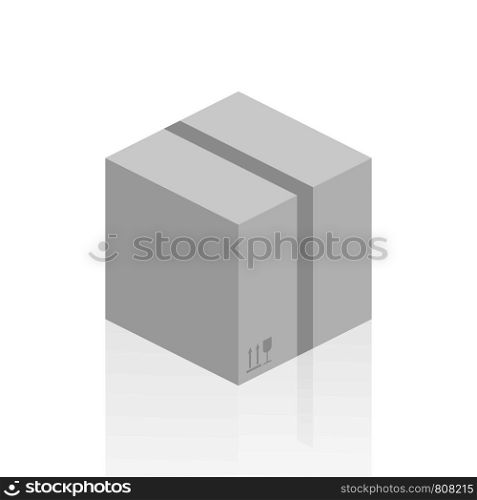 Flat carton box. Delivery and packaging. Transportation, shipping. Vector stock illustration.