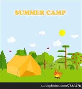 Flat cartoon style illustration nature landscape and trees. Summer C&Concept. Vector Illustration EPS10. Flat cartoon style illustration nature landscape and trees. Summer C&Concept. Vector Illustration