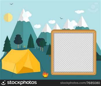 Flat cartoon style illustration nature landscape and trees. Summer Camp Concept. Vector Illustration EPS10 Template for social networks and messengers on transparent background.. Flat cartoon style illustration nature landscape and trees. Summer Camp Concept. Vector Illustration EPS10 Template for social networks and messengers on transparent background