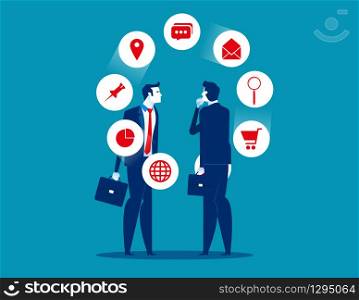 Flat character Teamwork. Business team looking and analyze business. Concept business dilemma vector illustration. Flat business cartoon, Character style design.