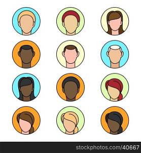 Flat chat icons set. Flat female and male chat icons set vector isolated on white