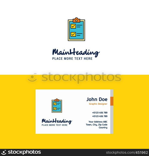 Flat Check list Logo and Visiting Card Template. Busienss Concept Logo Design