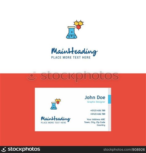 Flat Chemical beaker Logo and Visiting Card Template. Busienss Concept Logo Design