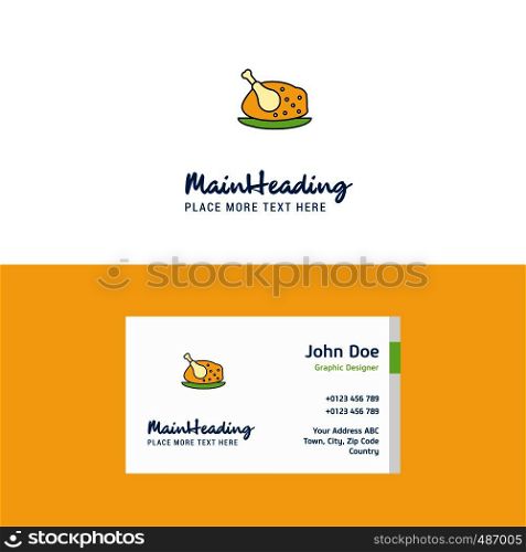 Flat Chicken meat Logo and Visiting Card Template. Busienss Concept Logo Design