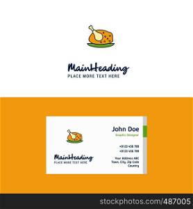 Flat Chicken meat Logo and Visiting Card Template. Busienss Concept Logo Design