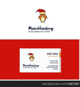 Flat Christmas penguin Logo and Visiting Card Template. Busienss Concept Logo Design