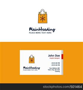 Flat Christmas shopping bag Logo and Visiting Card Template. Busienss Concept Logo Design