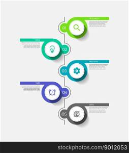 Flat circular diagram timeline infographic business template elements